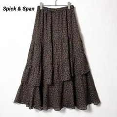スピックアンドスパン レオパードプリントティアードスカート ウエストゴム