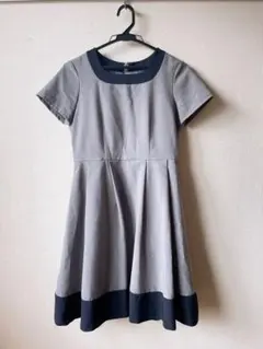 ワンピース　グレー　スカート　半袖　ワンピ　半そで　膝丈ワンピース　ひざ丈