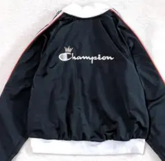 t0263／美品⭐︎チャンピオン トラックジャケット 袖ロゴテープ 黒 XL 王冠