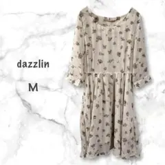 【新品・未使用】ダズリン ワンピース 花柄（M）総柄 ひざ丈 透け感 春夏物