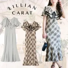 LILLIAN CARAT チェック柄ロングワンピース