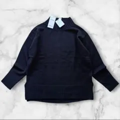 タグ付き 未使用 INDIVI カシミヤ混 ハイネックニット 38 M 黒 羊毛