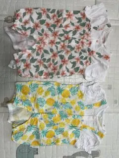 フラワー・パイナップル柄ロンパース 60-70cm