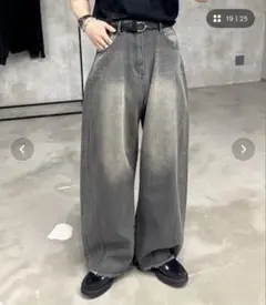 oncily ヴィンテージデザインタックカーブデニムパンツ グレー Sサイズのサムネイル