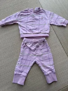 モイモルン 80 ベビーパジャマセット ピンク チェック柄