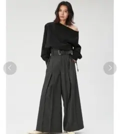 【美品】FRAY I.D　ハイウエストベルトデザインワイドパンツ