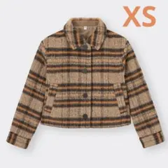 美品 GU ジーユー シャギー チェック ブルゾン XS ブラウン