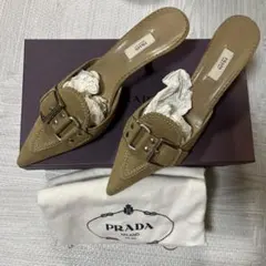PRADA ベージュ スエード ミュール　プラダ　サンダル　パンプス　37
