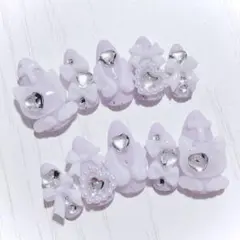 No.773　ネイルチップ 現品 量産型 地雷系 サブカル 紫 白 推し活