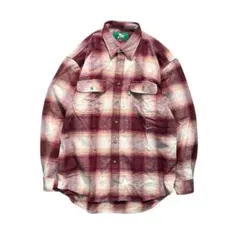 7BS2【7UP】チェック柄　長袖シャツ　起毛　ネルシャツ　暖色　古着used