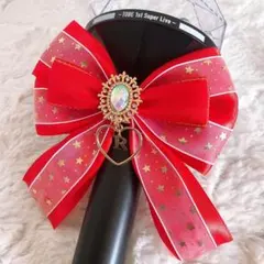 キンブレリボン ペンライトリボン 星柄 レッド ★ハンドメイド