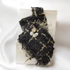 黒と金のツイード パッチンピン★ヘアアクセサリー No.f552