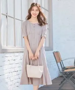 【洗える】ストライプドビーレースワンピース