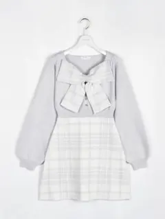 evelyn リボンチェックニットワンピース