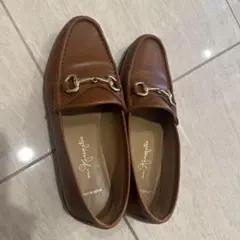 銀座かねまつ　ブラウン ローファー 金具付き　イタリア製　37