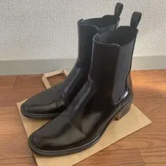 ZARA メタリックブロックヒールアングルブーツ