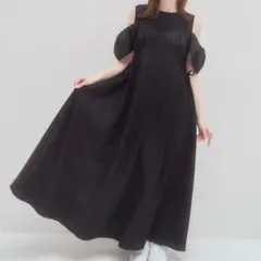 美品　メロウネオン　4wayドッキングワンピース　黒　マキシワンピ　1085