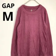 GAP ギャップ ワッフル 長袖 Tシャツ ボルドー M サーマル ロンT