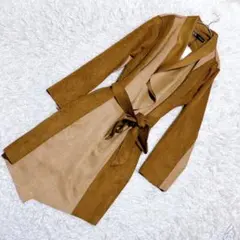 ZARA ザラ（XL）ロングコート 新品タグ付き バイカラー スエード調のサムネイル