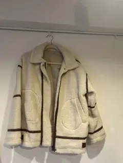 アイボリー ボアジャケット M