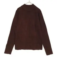 グローバルワーク　ハイネックリブニット　茶　M