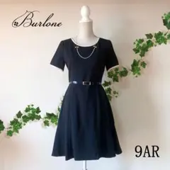 【新品】ベルト付きワンピース【9AR】ブラック フォーマル 発表会 結婚式