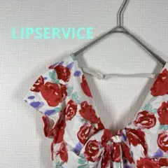 [リップサービス]S/キャップスリーブチュニック/ミニワンピース/バラ柄/一分袖