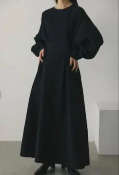 stylemixer黒 バルーンスリーブ ロングワンピース