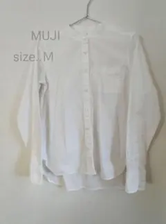 MUJI コットン100％ スタンドカラー長袖シャツ Ｍ 無印良品