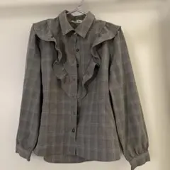 フリル付きチェック柄シャツ Mサイズ