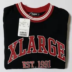 新品XLARGE kidsトレーナー130スウェット刺繍140黒ブラック赤レッド