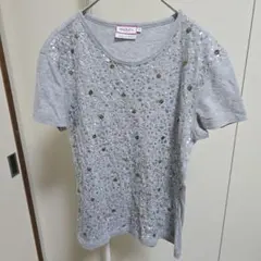 MAX&Co. スパンコールロゴ 半袖Tシャツ グレー　M　1649のサムネイル
