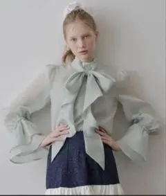 Lmn ribbon shirring blouse ホワイト - メルカリ