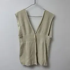 ニットベスト ジレ ベージュ