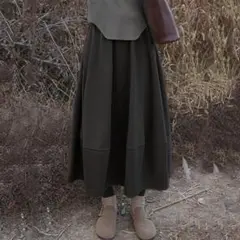 秋冬新作 着痩せ 無地 Aライン ロングスカート 気質満点 大きいサイズ
