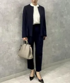 Demi-Luxe ビームス　ネイビー パンツセットアップ コサージュ付き