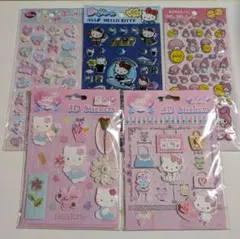 ハローキティ・ディズニー3Dステッカー　５枚セット