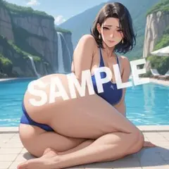 AI美少女 A4ポスター 青い競泳水着
