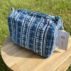 新品　anokhi　アノーキ　インド　ブロックプリント　花柄　ポーチ　インド綿のサムネイル