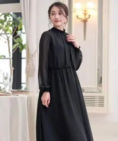 Jolie et jolie後ろリボンデザインロングワンピースドレス　ニッセン