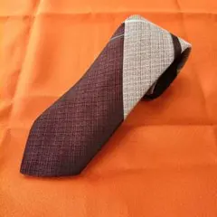 レッド系 ネクタイ ストライプ ワインレッド グレー