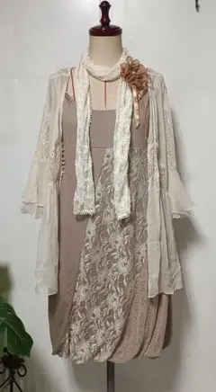 フェアリーグランジレース付きバルーンチュニックワンピース森ガール