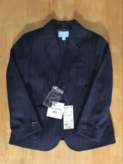 新品タグ付き ユニクロ ジャケット 120 ネイビー ストライプ 卒園 入学