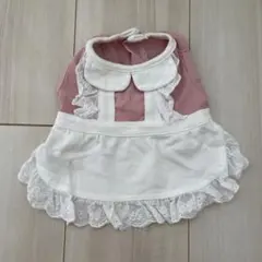 犬用 フリル付きワンピース ピンクとホワイト