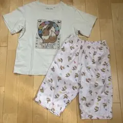 ユニクロ　イーブイ Tシャツステテコ2点セット140 ピンク　ベージュ