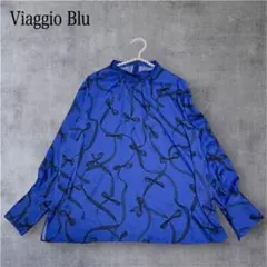【美品】Viaggio Blu リボン柄 長袖ブラウス とろみ シアー 日本製のサムネイル