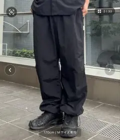 BrokenBase ブラック ナイロンパンツ