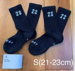 新品　ジョーダン　S(21-23cm)エッセンシャル　クルーソックス　黒2足
