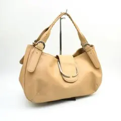 ウンガロ レザーショルダーバッグ フラットポーチ フラップ ベージュ@OH51