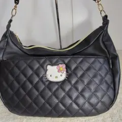 ハローキティ　完売品　黒　キルティング　ショルダーバッグ　50周年　コラボ品